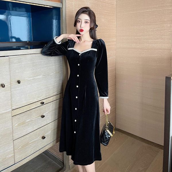 casual dresses women one piece korea dress autumn 2021 french style long sleeve single breasted square collar high waist beading black, Black;gray
casual dresses women one piece korea dress autumn 2021 french style long sleeve single breasted square collar high waist beading black, Black;gray