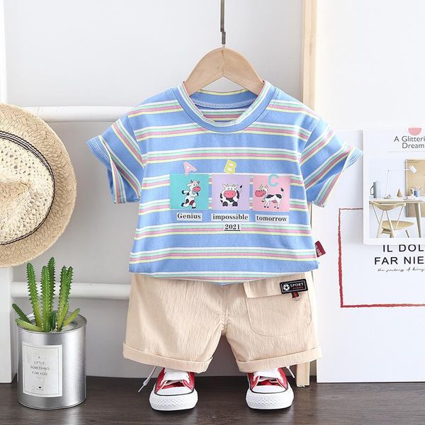 cute toddler boy girl summer set 2021 cartoon cow cotton stripe t-shirt + shorts 2pcs casual costume infant kids tracksuits clothing sets, White
cute toddler boy girl summer set 2021 cartoon cow cotton stripe t-shirt + shorts 2pcs casual costume infant kids tracksuits clothing sets, White