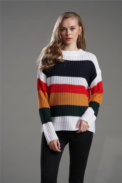 women's sweaters mujingxin autumn and winter wear rainbow splice sleeve temperament, loose sweater female, White;black
women's sweaters mujingxin autumn and winter wear rainbow splice sleeve temperament, loose sweater female, White;black