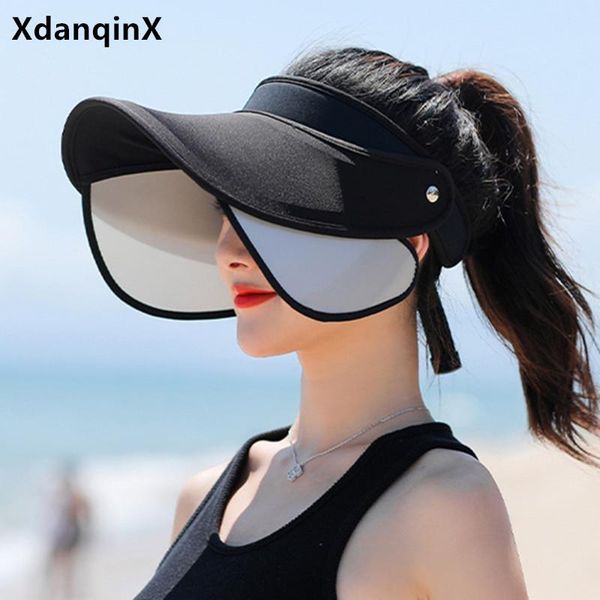 wide brim hats xdanqinx 2021 summer women's anti-uv sun novelty retractable breathable empty cap multicolor sunscreen beach hat, Blue;gray
wide brim hats xdanqinx 2021 summer women's anti-uv sun novelty retractable breathable empty cap multicolor sunscreen beach hat, Blue;gray