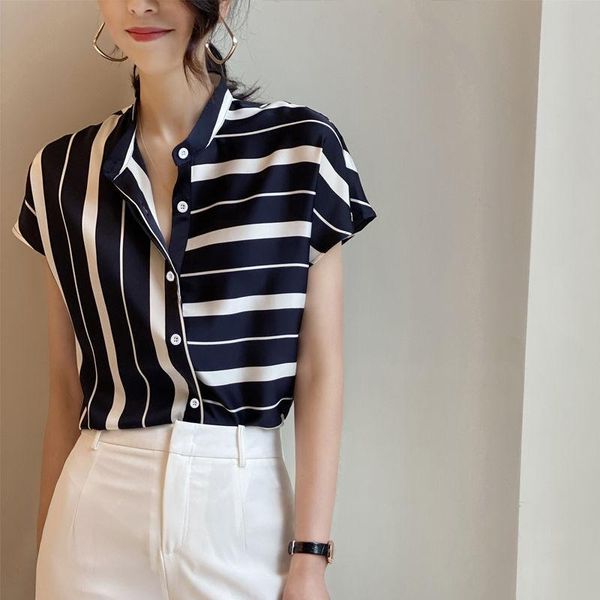 women's blouses & shirts summer women chiffon short sleeve stripe fashion irregular lady temperament -neck loose blusas mm0289, White
women's blouses & shirts summer women chiffon short sleeve stripe fashion irregular lady temperament -neck loose blusas mm0289, White