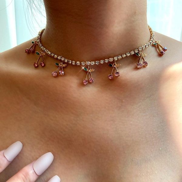 trend cute sweet cherry pendant necklace women girl gold color shiny rhinestone clavicle chain 2021 design jewelry gift necklaces, Silver
trend cute sweet cherry pendant necklace women girl gold color shiny rhinestone clavicle chain 2021 design jewelry gift necklaces, Silver
