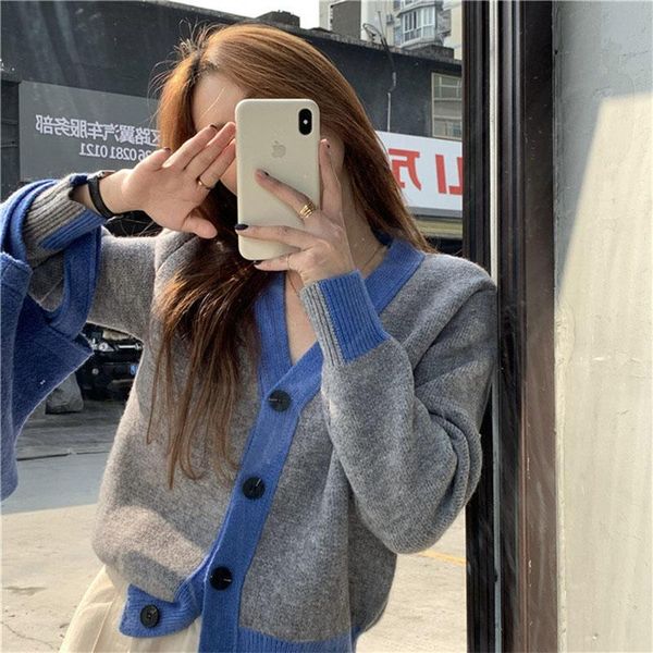women's knits & tees maxsiti u 2021early fall v-neck blue patchwork sweater cropped cardigan women loose and lazy wind wear knitted ope, White
women's knits & tees maxsiti u 2021early fall v-neck blue patchwork sweater cropped cardigan women loose and lazy wind wear knitted ope, White
