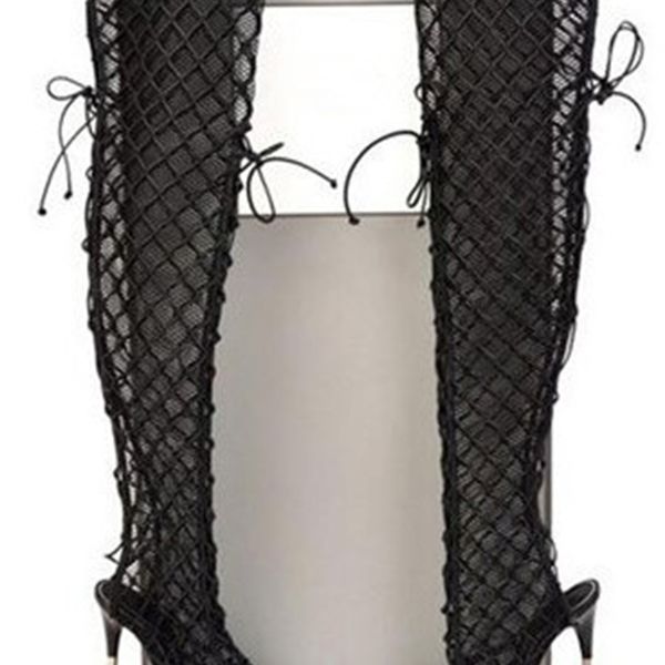 boot european black lace up long on the knee dig knitted sandals summer boots open finger metal stiletto
boot european black lace up long on the knee dig knitted sandals summer boots open finger metal stiletto