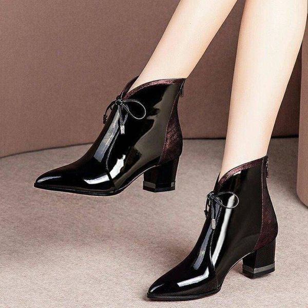 woman pointed toe lace up low heels ankle boots women's patent leather short mixed color female ladies zip shoes, Black
woman pointed toe lace up low heels ankle boots women's patent leather short mixed color female ladies zip shoes, Black