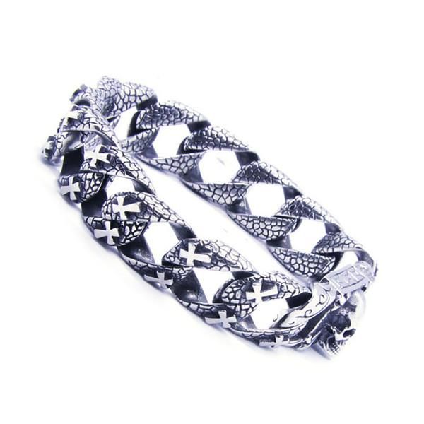 charm bracelets drop ship double cross jesus bracelet 316l stainless steel fashion jewelry men snake skin, Golden;silver
charm bracelets drop ship double cross jesus bracelet 316l stainless steel fashion jewelry men snake skin, Golden;silver