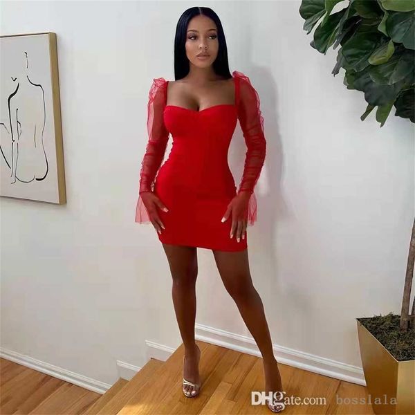 mesh dresses slim nightclub skirt fashion stitching flare long sleeve square neck mini dress spring clothes, Black;gray
mesh dresses slim nightclub skirt fashion stitching flare long sleeve square neck mini dress spring clothes, Black;gray