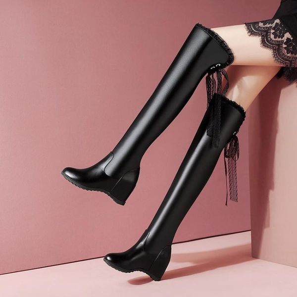 boots 2021 autumn and winter fashion trendy wedge heel pu round toe inner heightening women's x2-14, Black
boots 2021 autumn and winter fashion trendy wedge heel pu round toe inner heightening women's x2-14, Black