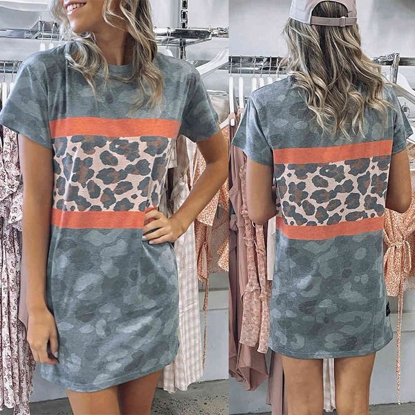 casual straight mini dress women leopard camouflage print patchwork o neck short sleeve loose tshirt dress lady summer long 210507, Black;gray
casual straight mini dress women leopard camouflage print patchwork o neck short sleeve loose tshirt dress lady summer long 210507, Black;gray