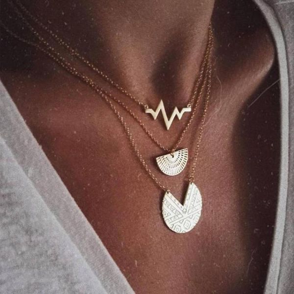 pendant necklaces women heartbeat semicircle sector multilayer alloy necklace jewelry fashion, Silver
pendant necklaces women heartbeat semicircle sector multilayer alloy necklace jewelry fashion, Silver