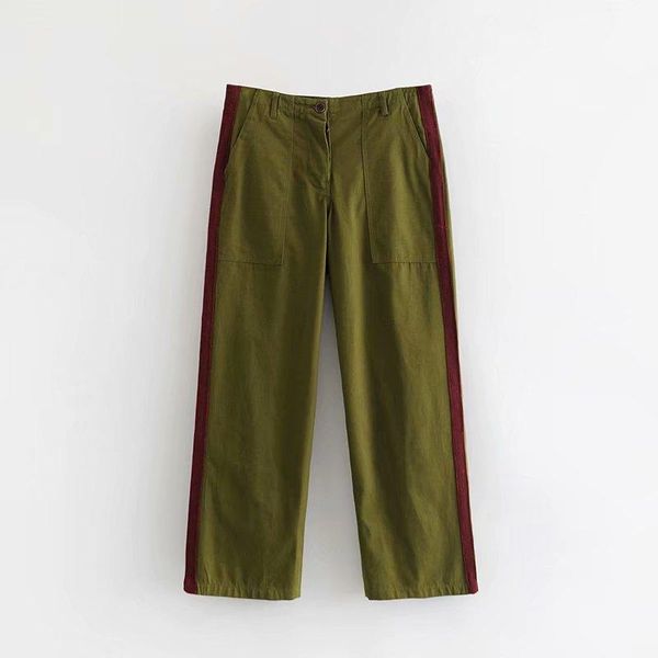 women's pants & capris asds women army green cargo side striped with pockets vintage loose full length casual chic trousers pantalones, Black;white
women's pants & capris asds women army green cargo side striped with pockets vintage loose full length casual chic trousers pantalones, Black;white
