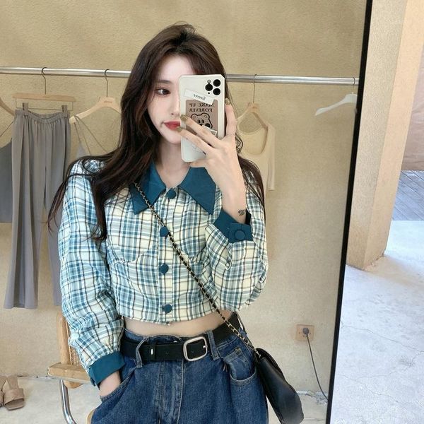 vintage blue plaid shirts for women clothing spring autumn long sleeve crop female fashion turn-down collar blouses hipster women's &, White
vintage blue plaid shirts for women clothing spring autumn long sleeve crop female fashion turn-down collar blouses hipster women's &, White