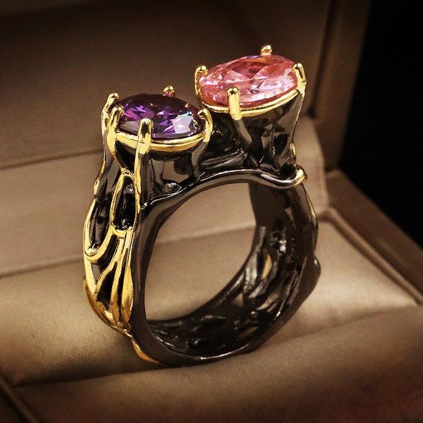 cluster rings charlinliol luxury black gold tungsten wedding for women big round cut amethyst cocktail engagement italian jewelry, Golden;silver
cluster rings charlinliol luxury black gold tungsten wedding for women big round cut amethyst cocktail engagement italian jewelry, Golden;silver