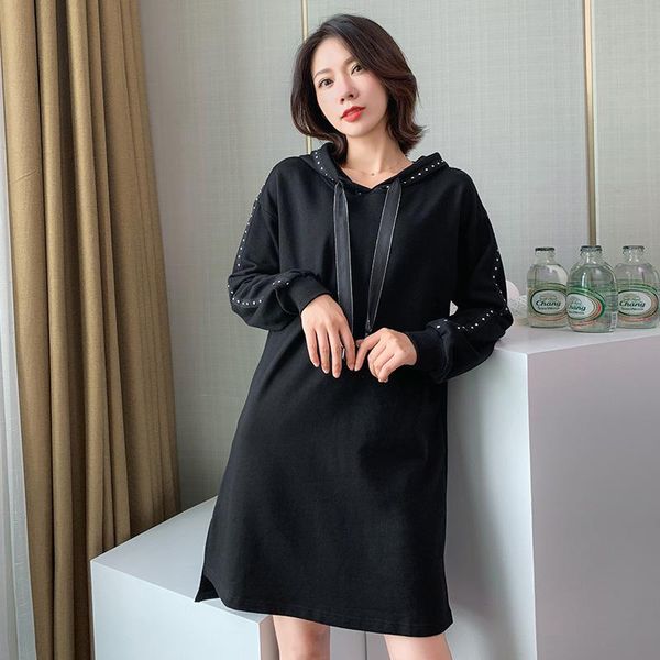 women's hoodies & sweatshirts plus size 120cm women casual loose solid rivet long sleeve hooded dress for females larger mid-, Black
women's hoodies & sweatshirts plus size 120cm women casual loose solid rivet long sleeve hooded dress for females larger mid-, Black