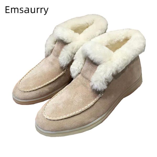 boots luxury wool fur winter botas mujer flat heel round toe slip-on sewing suede snow women ankle, Black
boots luxury wool fur winter botas mujer flat heel round toe slip-on sewing suede snow women ankle, Black