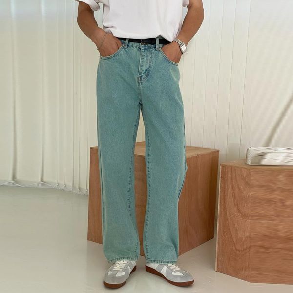 men's jeans 2021 autumn wide leg loose straight trousers solid green purple pockets mid waist zipper casual pants, Blue
men's jeans 2021 autumn wide leg loose straight trousers solid green purple pockets mid waist zipper casual pants, Blue