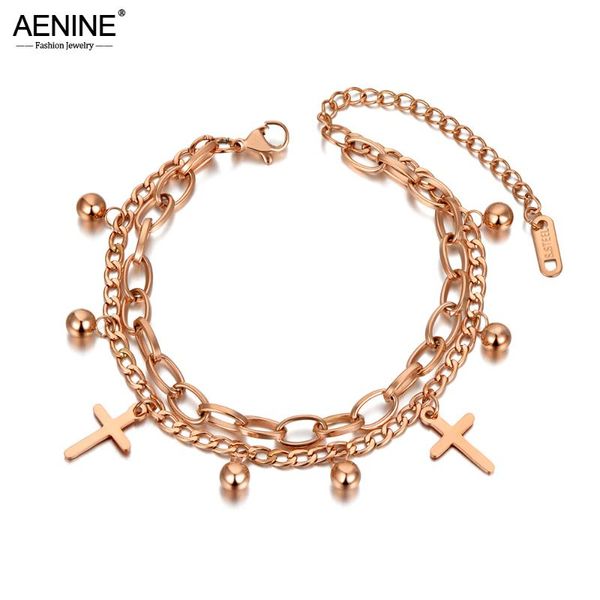 link, chain aenine titanium stainless steel bohemia beach double layer bracelets for women girl trendy cross & ball charm bracelet ab20136, Black
link, chain aenine titanium stainless steel bohemia beach double layer bracelets for women girl trendy cross & ball charm bracelet ab20136, Black