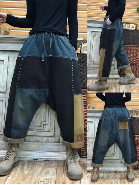 superaen fashion retro color matching denim harem pants 2021 pring loose plus size women jeans women's, Blue
superaen fashion retro color matching denim harem pants 2021 pring loose plus size women jeans women's, Blue