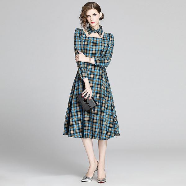 banulin spring vintage plaid printed a-line party dress women's long sleeve turn-down collar elegant office lady midi 210603, Black;gray
banulin spring vintage plaid printed a-line party dress women's long sleeve turn-down collar elegant office lady midi 210603, Black;gray