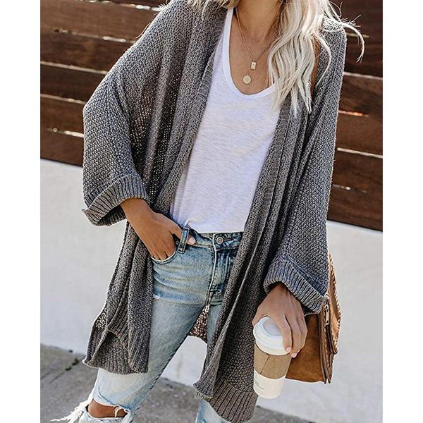 women's knits & tees casual long knitted cardigan women mujer vintage loose sweater coat solid oversized jumper fashion clothes, White
women's knits & tees casual long knitted cardigan women mujer vintage loose sweater coat solid oversized jumper fashion clothes, White