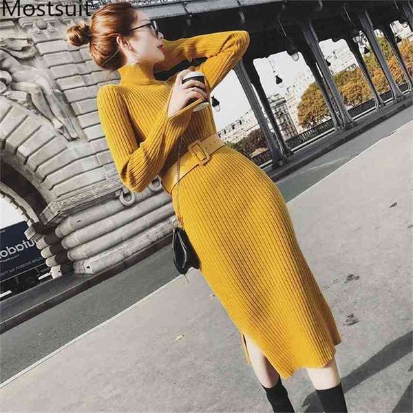 autumn women knitted sweater dress with belt warm split side bodycon long dresses winter solid skinny vintage vestidos 210513, Black;gray
autumn women knitted sweater dress with belt warm split side bodycon long dresses winter solid skinny vintage vestidos 210513, Black;gray