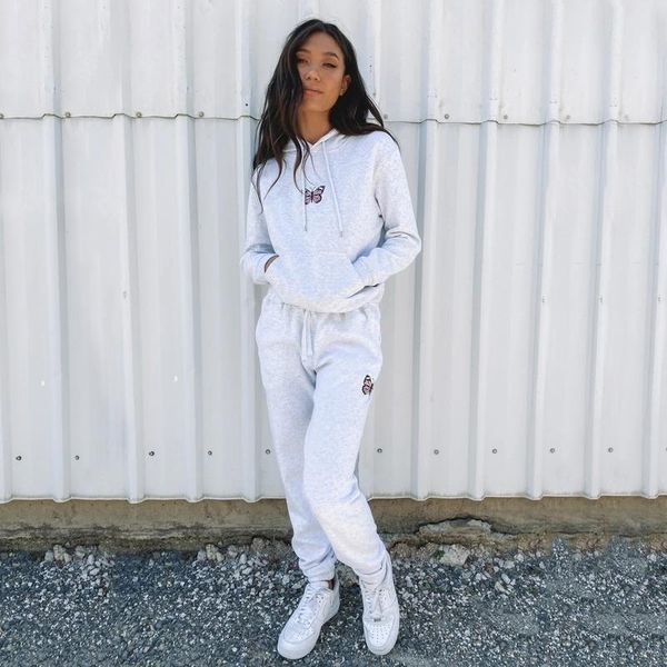 women's tracksuits clothes for women autumn 2021 casual sports butterfly print hoodie+women trousers set two piece and pants streetwear, Gray
women's tracksuits clothes for women autumn 2021 casual sports butterfly print hoodie+women trousers set two piece and pants streetwear, Gray