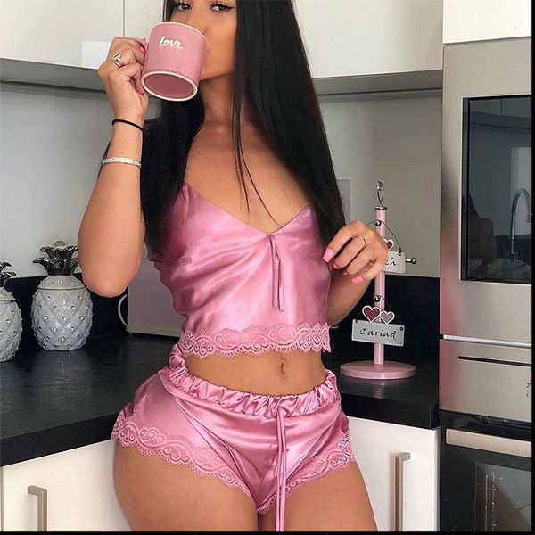 2 piece satin women sleepwear silk pajama set sleeveless pyjamas sleep shorts lace pijama suit for nighties, Black;red
2 piece satin women sleepwear silk pajama set sleeveless pyjamas sleep shorts lace pijama suit for nighties, Black;red