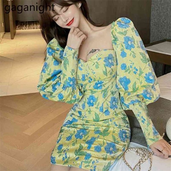 vintage square collar women mini short dress high waist puff sleeve dresses spring autumn floral vestidos drop 210601, Black;gray
vintage square collar women mini short dress high waist puff sleeve dresses spring autumn floral vestidos drop 210601, Black;gray
