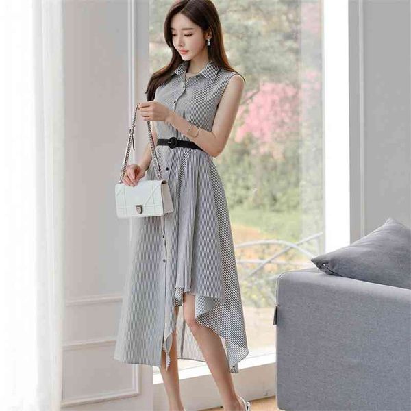 summer korean office lady dress women elegant turn down collar irregular sleeveless long party vintage femme robe 210514, Black;gray
summer korean office lady dress women elegant turn down collar irregular sleeveless long party vintage femme robe 210514, Black;gray