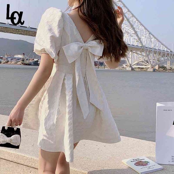 white elegant dress women square collar vintage bow design office lady korean summer 210519, Black;gray
white elegant dress women square collar vintage bow design office lady korean summer 210519, Black;gray