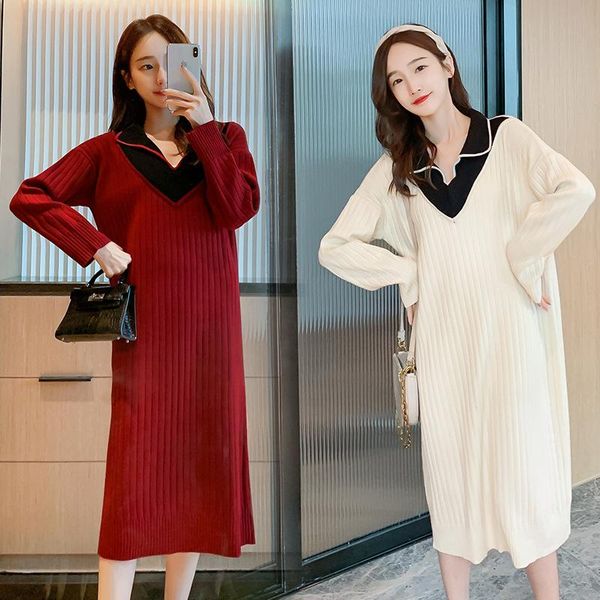 maternity dresses 2021 autumn dress women's lapel knitted thread plus size clothing pregnant, White
maternity dresses 2021 autumn dress women's lapel knitted thread plus size clothing pregnant, White
