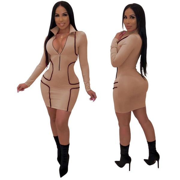 casual dresses long sleeve women dress party mini club bodycon zipper deep v-neck turtleneck clothes, Black;gray
casual dresses long sleeve women dress party mini club bodycon zipper deep v-neck turtleneck clothes, Black;gray