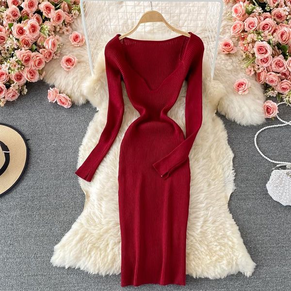 casual dresses deep v neck 2021 thick winter solid jumper knitted warm woman pollover korean sweater dress women bodycon, Black;gray
casual dresses deep v neck 2021 thick winter solid jumper knitted warm woman pollover korean sweater dress women bodycon, Black;gray
