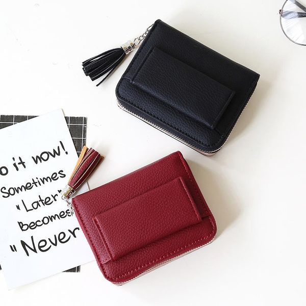 wallets tassel women wallet small cute short leather zipper purses portefeuille female coin purse clutch, Red;black
wallets tassel women wallet small cute short leather zipper purses portefeuille female coin purse clutch, Red;black