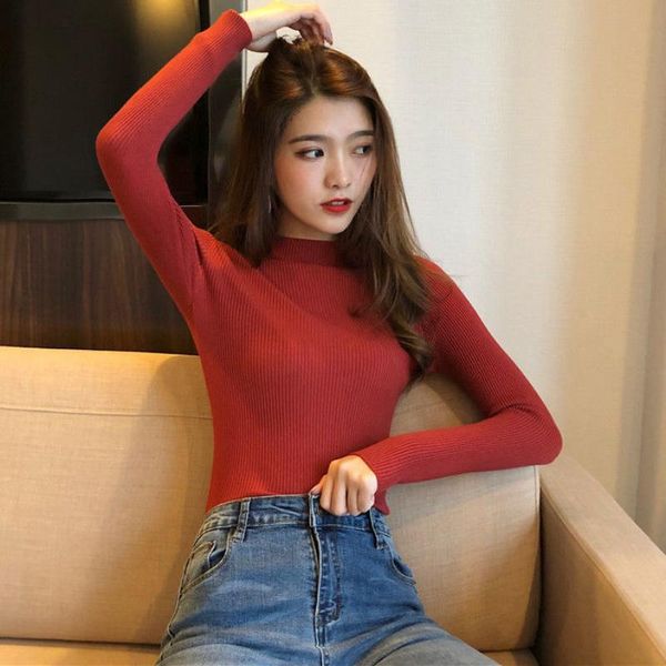 women's sweaters 2021 slim long-sleeved sweater knit pullover spring and autumn basic half turtleneck bottoming shirt, White;black
women's sweaters 2021 slim long-sleeved sweater knit pullover spring and autumn basic half turtleneck bottoming shirt, White;black