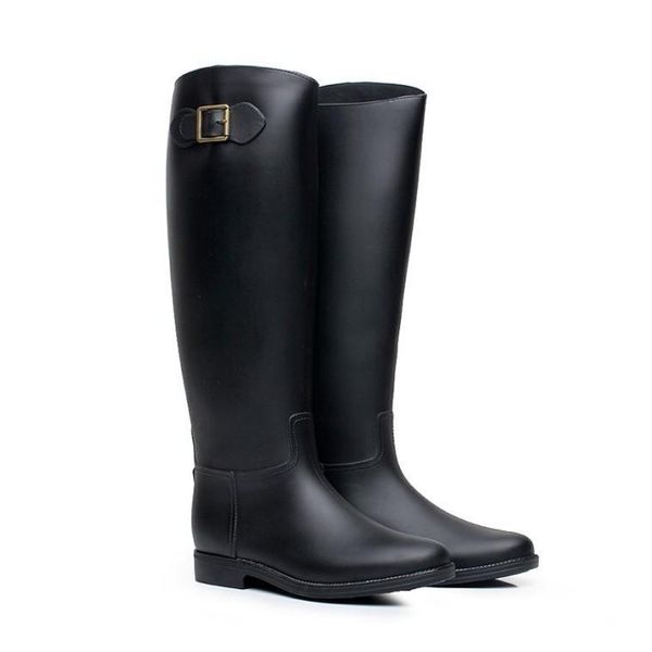 boots the knee women knight high rainshoes over, Black