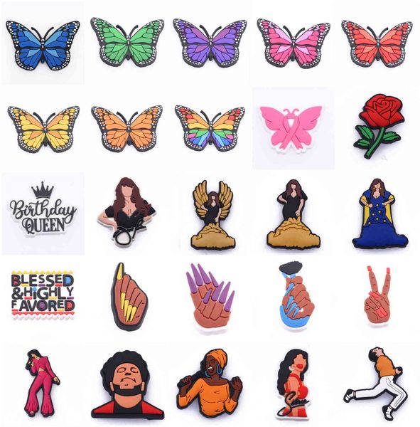 shoes accessories 1pcs pvc butterfly croc charms shoe decoration beautiful nails famous singer buckles garden jibz accessories for 1118, White;pink
shoes accessories 1pcs pvc butterfly croc charms shoe decoration beautiful nails famous singer buckles garden jibz accessories for 1118, White;pink