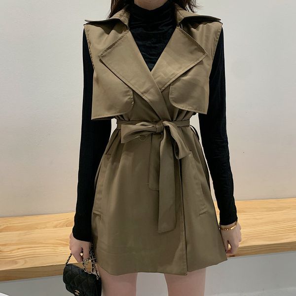 jackets khaki lace-up fresh brief vintage punk style vest casual cardigans loose women sleeveless all match mid-length coat, Black;brown
jackets khaki lace-up fresh brief vintage punk style vest casual cardigans loose women sleeveless all match mid-length coat, Black;brown