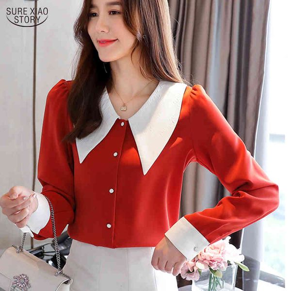 casual solid button cardigan blouse autumn sweet loose long-sleeve chiffon shirt women red black blusas 10603 210415, White
casual solid button cardigan blouse autumn sweet loose long-sleeve chiffon shirt women red black blusas 10603 210415, White