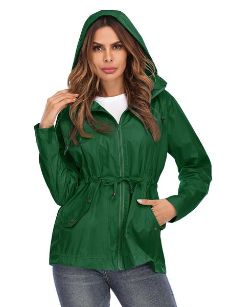 women's jackets woman jacket hooded waterproof pocket adjustable rope waist raincoat casual women outwear windproof hoode, Black;brown
women's jackets woman jacket hooded waterproof pocket adjustable rope waist raincoat casual women outwear windproof hoode, Black;brown