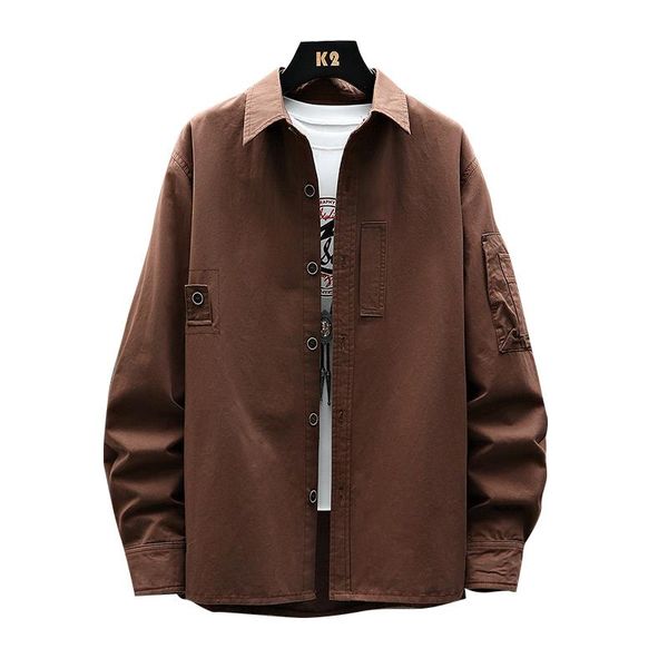 four seasons japanese urban 100% cotton thin coat teenage lapel loose casual shirt jacket fashion multi-pocket cardigan men's jackets, Black;brown
four seasons japanese urban 100% cotton thin coat teenage lapel loose casual shirt jacket fashion multi-pocket cardigan men's jackets, Black;brown