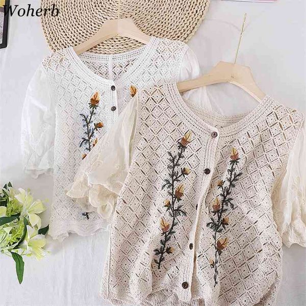 sweet flower embroidery cardigan blouse women short sleeve single breasted ladies hollow out vintage coat shirt 210519, White
sweet flower embroidery cardigan blouse women short sleeve single breasted ladies hollow out vintage coat shirt 210519, White