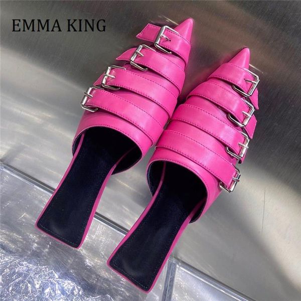 summer women buckle slide sandals genuine leather buckled straps mules pointy toe fashion runway woman slippers, Black 
summer women buckle slide sandals genuine leather buckled straps mules pointy toe fashion runway woman slippers, Black