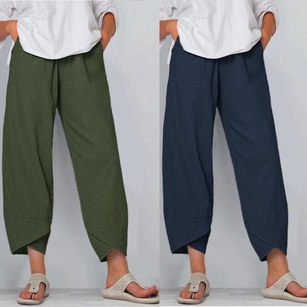 women's pants & capris women solid color pocket irregular hem loose cropped cotton linen trousers, Black;white
women's pants & capris women solid color pocket irregular hem loose cropped cotton linen trousers, Black;white