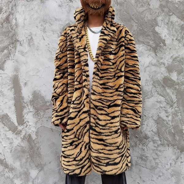menswear fashion chic tiger striped faux fur coat men's winter 2021 new loose notched long sleeve streetwear long coat, Black
menswear fashion chic tiger striped faux fur coat men's winter 2021 new loose notched long sleeve streetwear long coat, Black