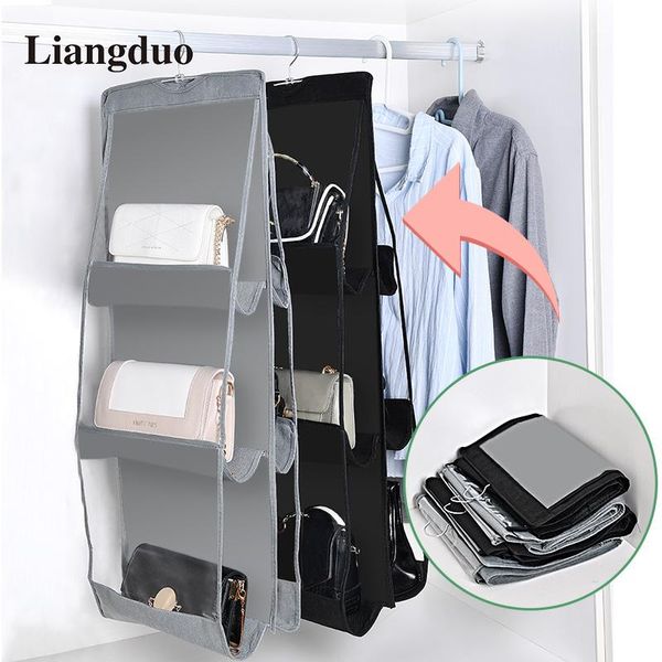 6/8 pocket hanging handlbag dustproof organizer women transparent bag folding closet bags clothes storage hanger for wardrobe boxes & bins
6/8 pocket hanging handlbag dustproof organizer women transparent bag folding closet bags clothes storage hanger for wardrobe boxes & bins