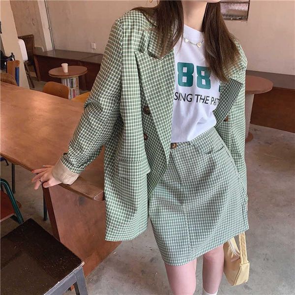 women's suits & blazers suit 2021 spring and summer plaid coat skirt fashion temperament two piece, White;black
women's suits & blazers suit 2021 spring and summer plaid coat skirt fashion temperament two piece, White;black