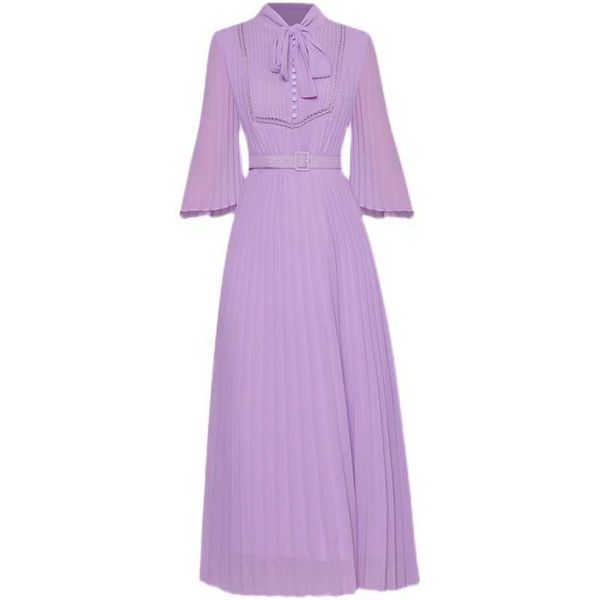 excellent quality est designer runway 3/4 sleeve bow collar pleated dress 210526, Black;gray
excellent quality est designer runway 3/4 sleeve bow collar pleated dress 210526, Black;gray
