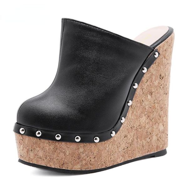 dress shoes ultra high heel cork wedge mules rivets platform for party nightclub 2021 spring summer plus size 42, Black
dress shoes ultra high heel cork wedge mules rivets platform for party nightclub 2021 spring summer plus size 42, Black