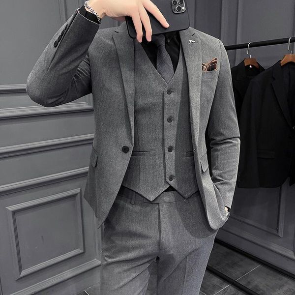 men's suits & blazers oimg autumn suit three-piece korean style wedding banquet fit groomsman outfit, White;black
men's suits & blazers oimg autumn suit three-piece korean style wedding banquet fit groomsman outfit, White;black